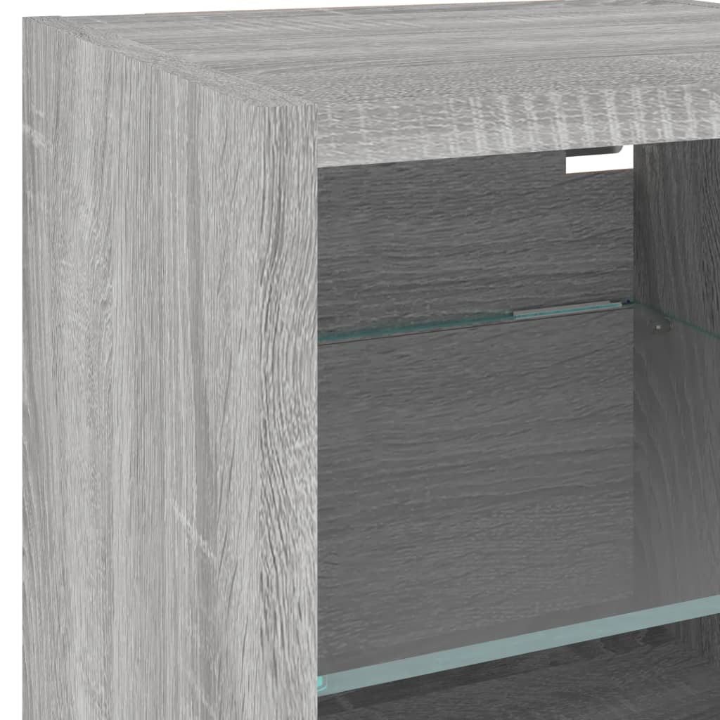 Meubles TV muraux et lumières LED 2pcs sonoma gris 30x28,5x30cm - XIOS