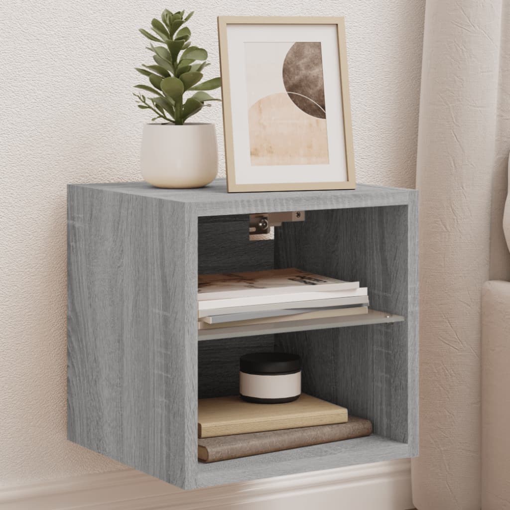 Meubles TV muraux et lumières LED 2pcs sonoma gris 30x28,5x30cm - XIOS