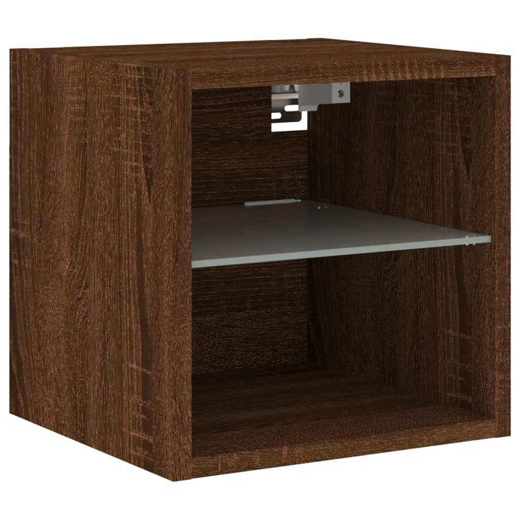 Meuble TV mural avec lumières LED chêne marron 30x28,5x30 cm - XIOS