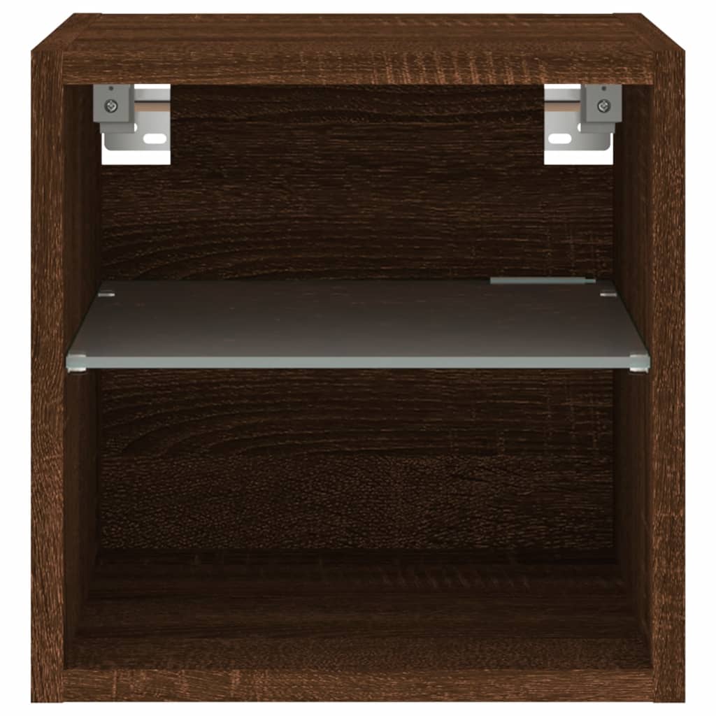 Meuble TV mural avec lumières LED chêne marron 30x28,5x30 cm - XIOS