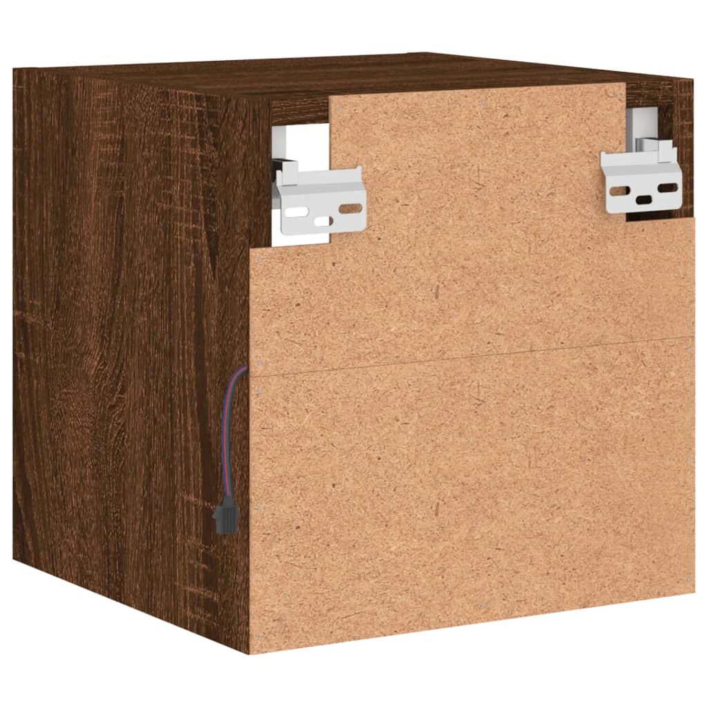 Meuble TV mural avec lumières LED chêne marron 30x28,5x30 cm - XIOS