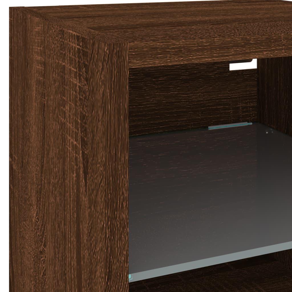 Meuble TV mural avec lumières LED chêne marron 30x28,5x30 cm - XIOS