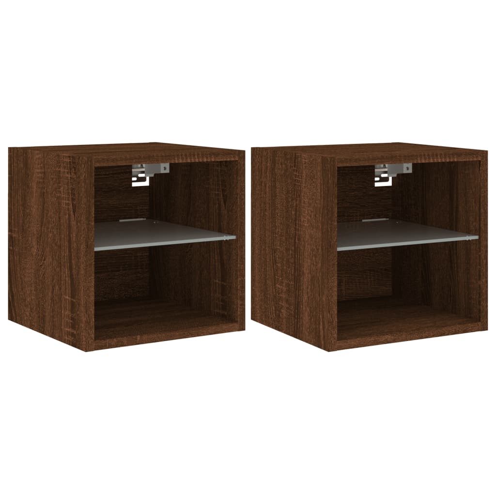 Meubles TV muraux lumières LED 2 pcs chêne marron 30x28,5x30 cm - XIOS