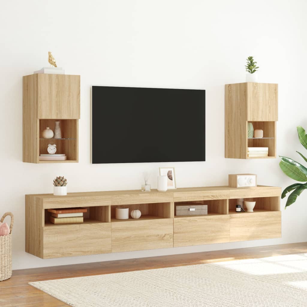 Meubles TV avec lumières LED 2 pcs chêne sonoma 30,5x30x60 cm - XIOS