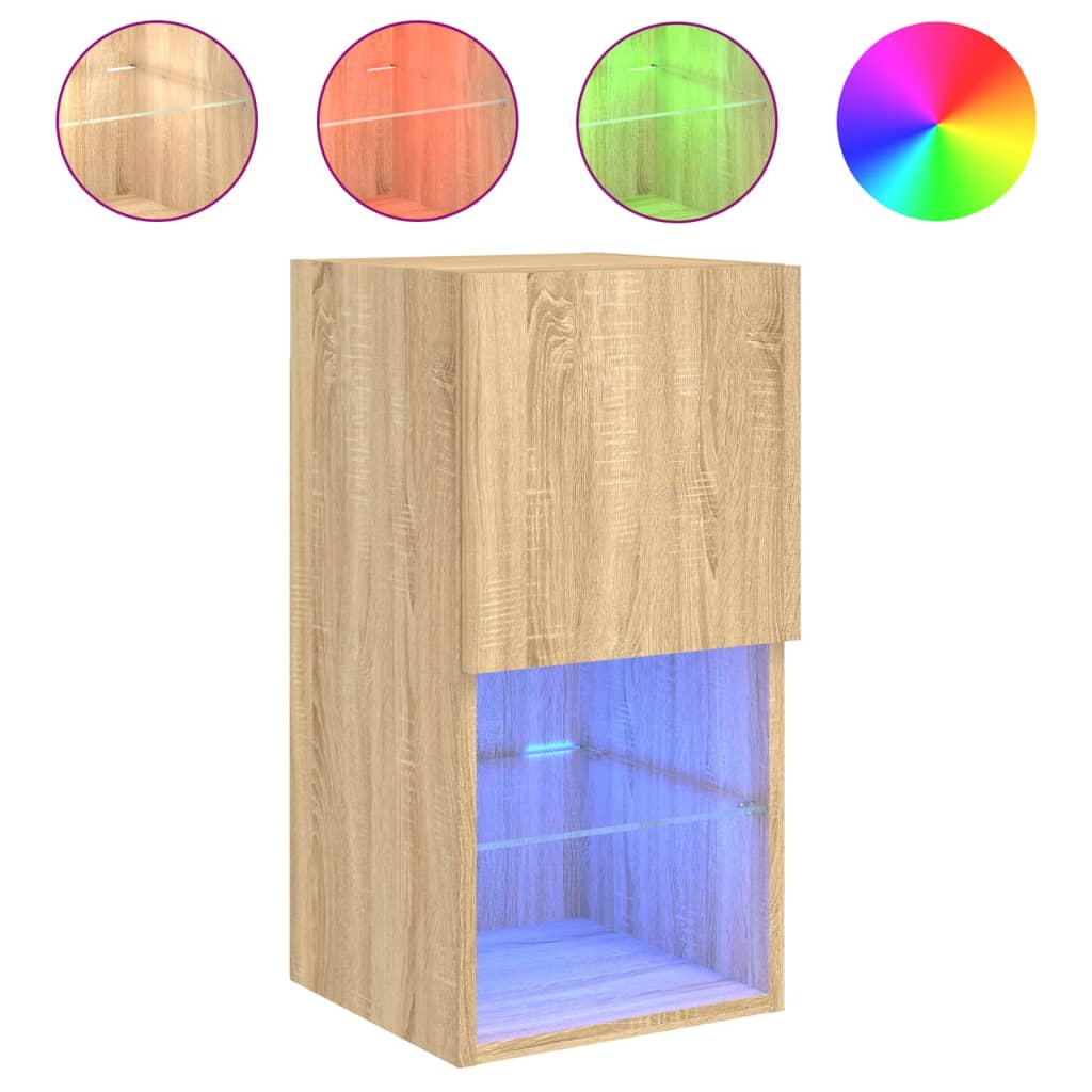 Meubles TV avec lumières LED 2 pcs chêne sonoma 30,5x30x60 cm - XIOS
