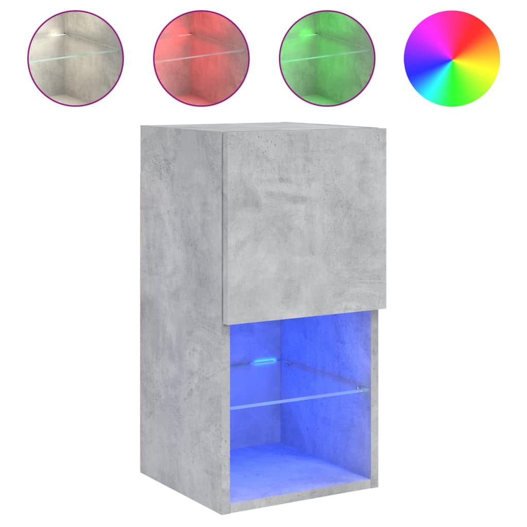 Meubles TV avec lumières LED 2 pcs gris béton 30,5x30x60 cm - XIOS