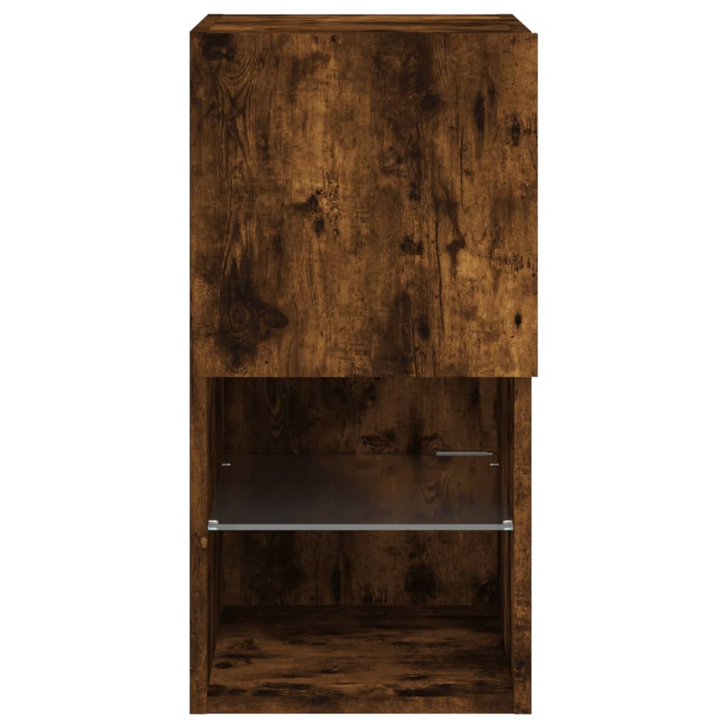 Meuble TV avec lumières LED chêne fumé 30,5x30x60 cm - XIOS
