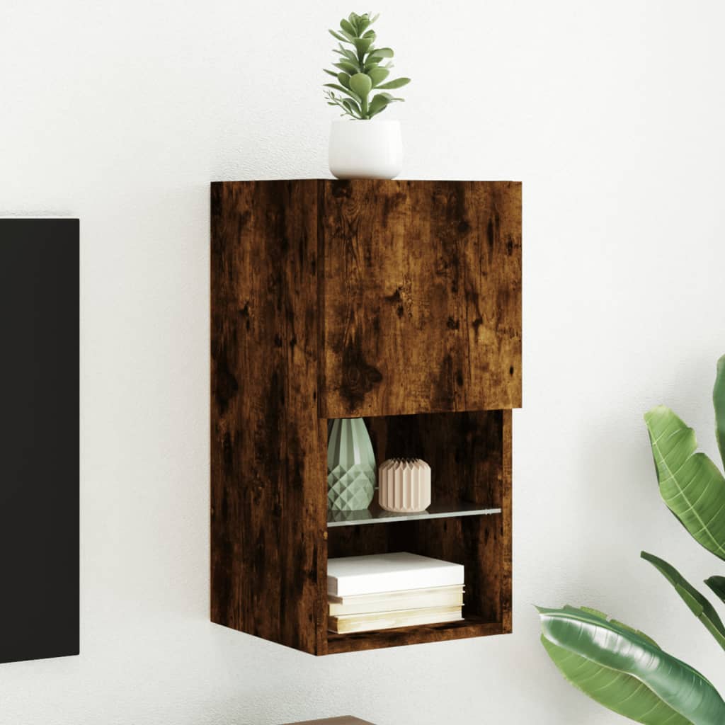 Meuble TV avec lumières LED chêne fumé 30,5x30x60 cm - XIOS