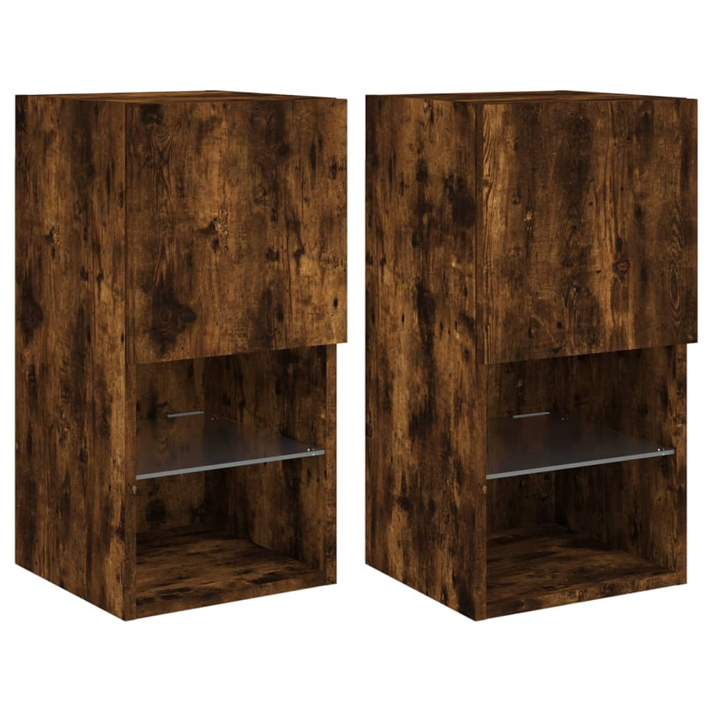 Meubles TV avec lumières LED 2 pcs chêne fumé 30,5x30x60 cm - XIOS