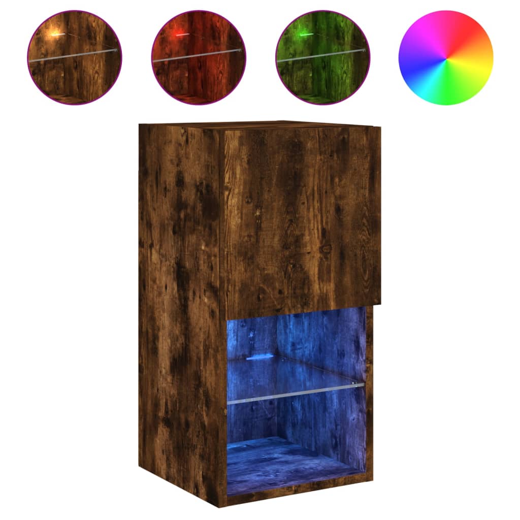 Meubles TV avec lumières LED 2 pcs chêne fumé 30,5x30x60 cm - XIOS