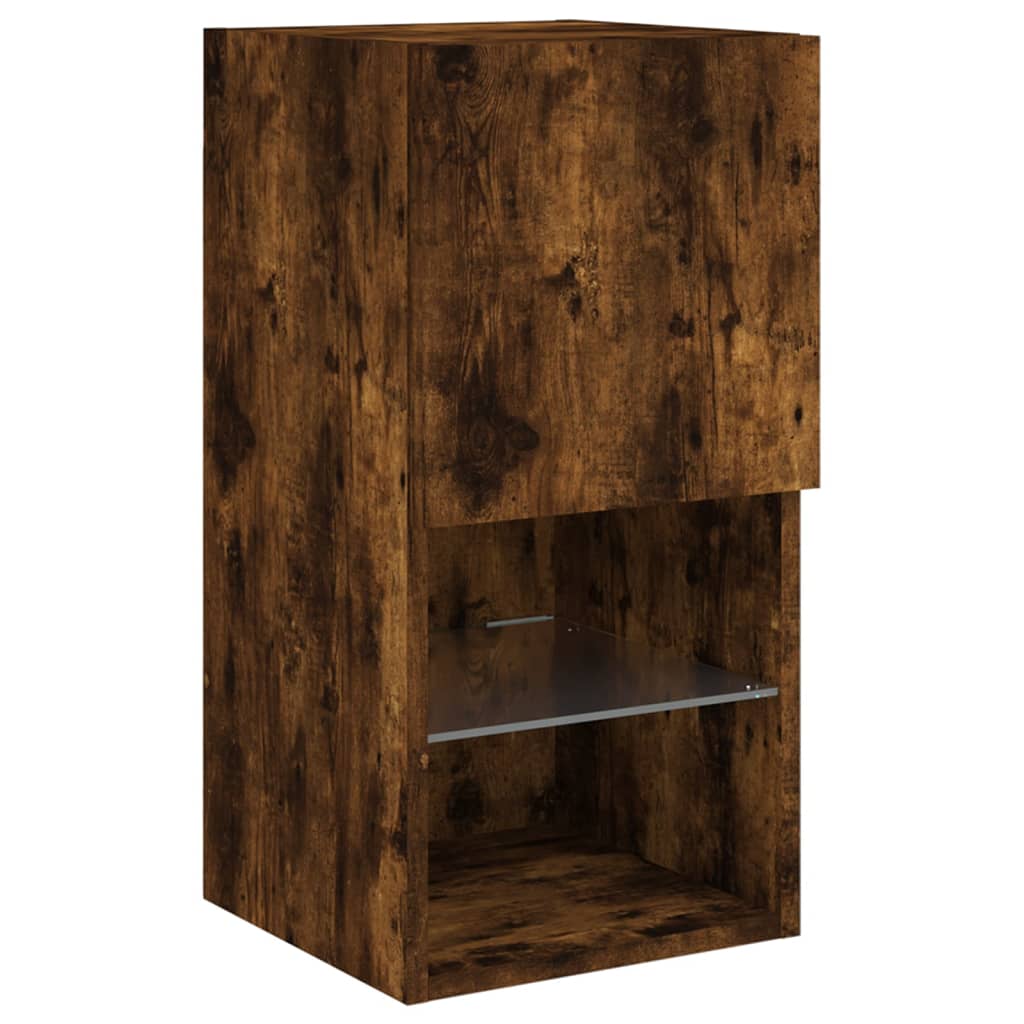 Meubles TV avec lumières LED 2 pcs chêne fumé 30,5x30x60 cm - XIOS