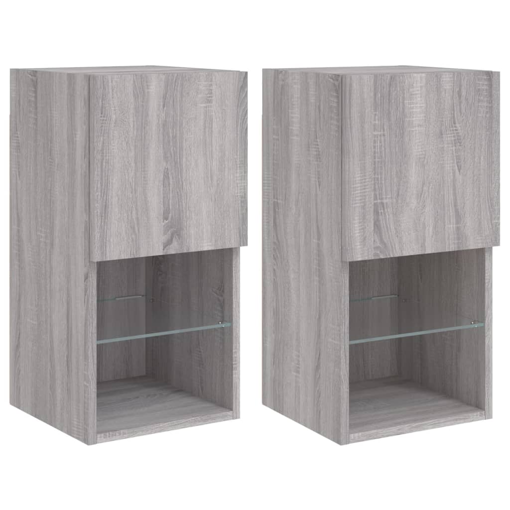 Meubles TV avec lumières LED 2 pcs sonoma gris 30,5x30x60 cm - XIOS