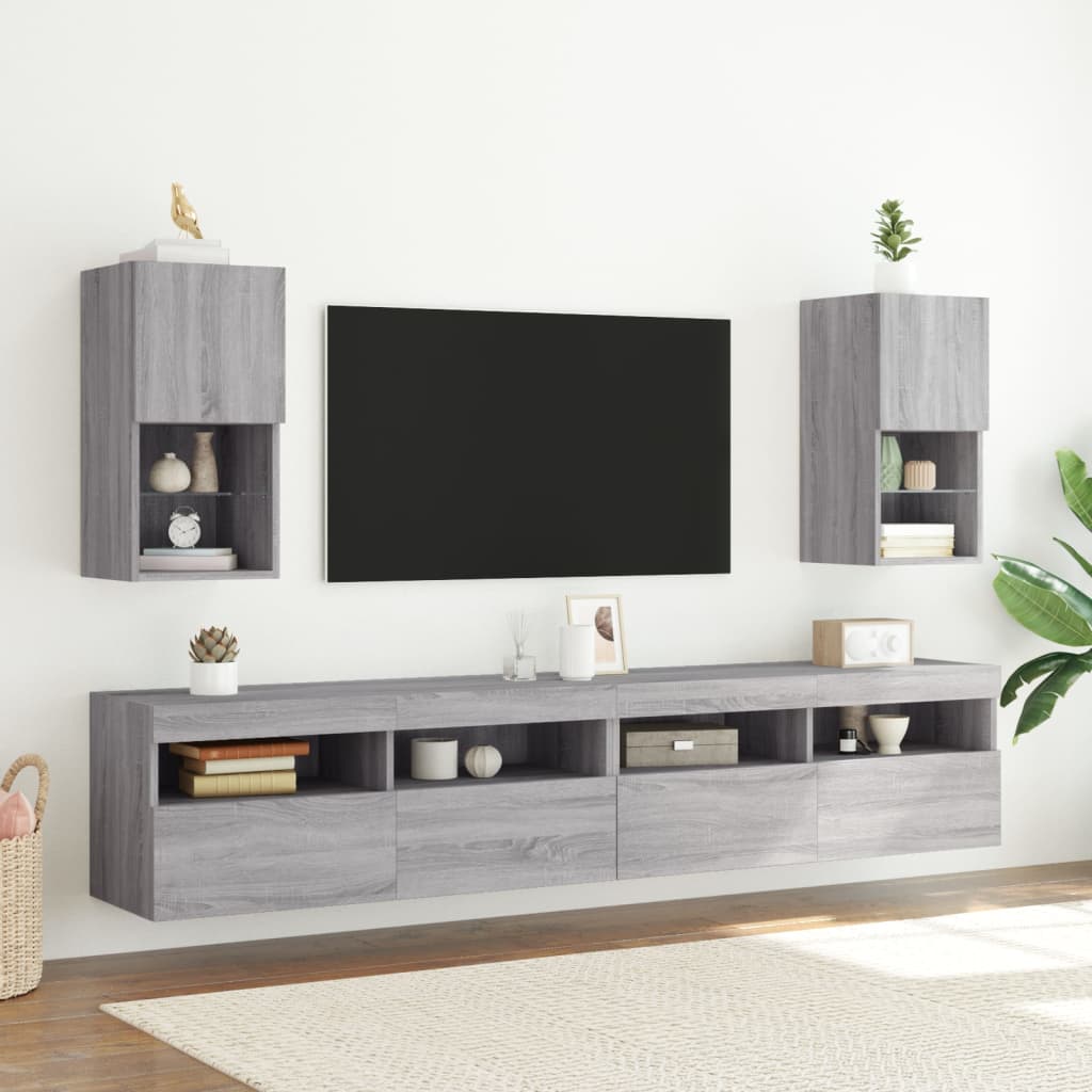 Meubles TV avec lumières LED 2 pcs sonoma gris 30,5x30x60 cm - XIOS