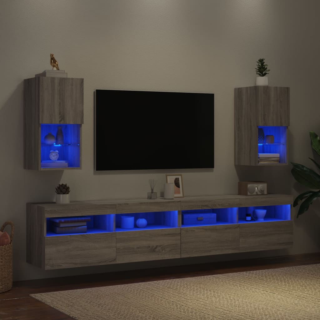 Meubles TV avec lumières LED 2 pcs sonoma gris 30,5x30x60 cm - XIOS