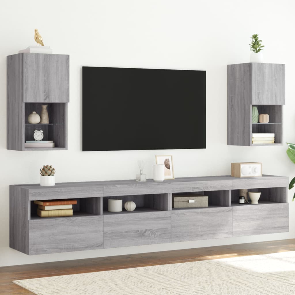Meubles TV avec lumières LED 2 pcs sonoma gris 30,5x30x60 cm - XIOS
