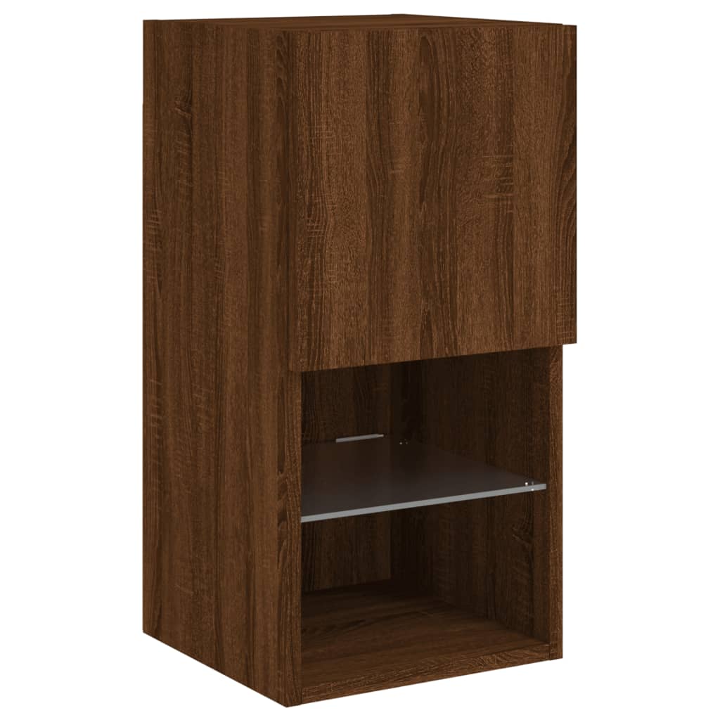 Meuble TV avec lumières LED chêne marron 30,5x30x60 cm - XIOS