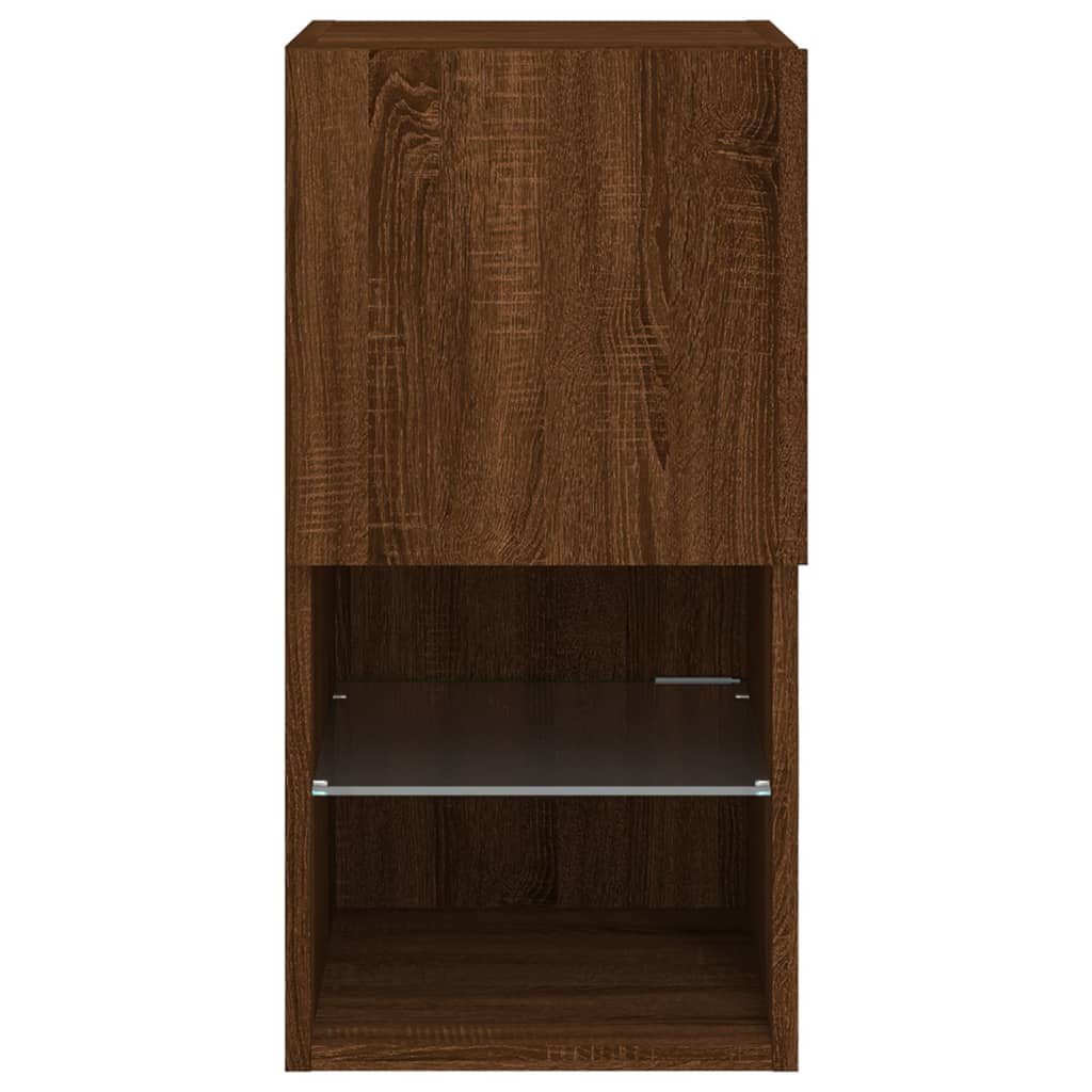 Meuble TV avec lumières LED chêne marron 30,5x30x60 cm - XIOS