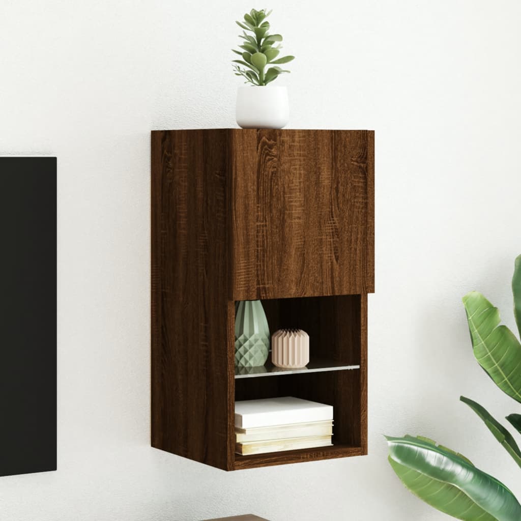 Meuble TV avec lumières LED chêne marron 30,5x30x60 cm - XIOS