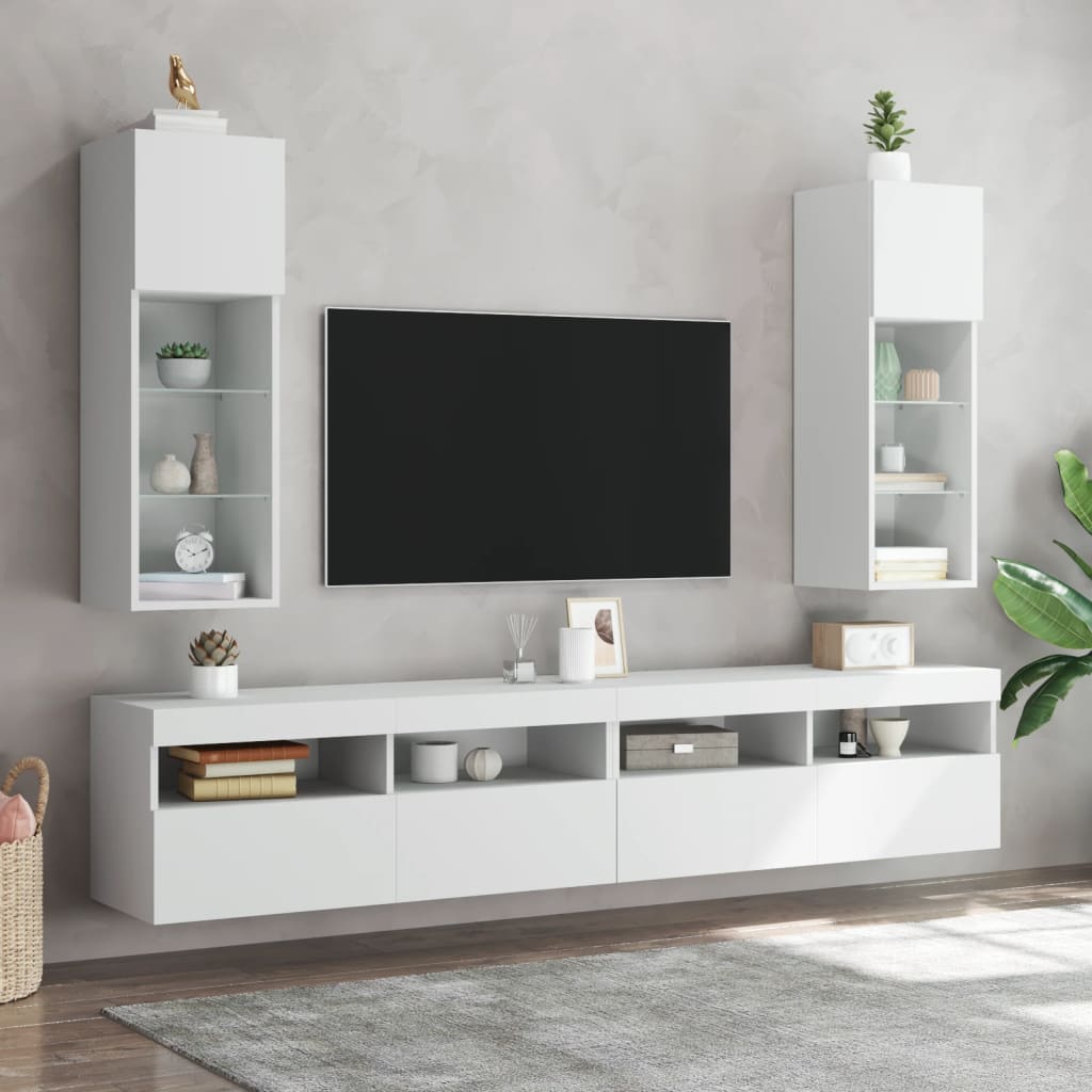 Meuble TV avec lumières LED blanc 30,5x30x90 cm - XIOS
