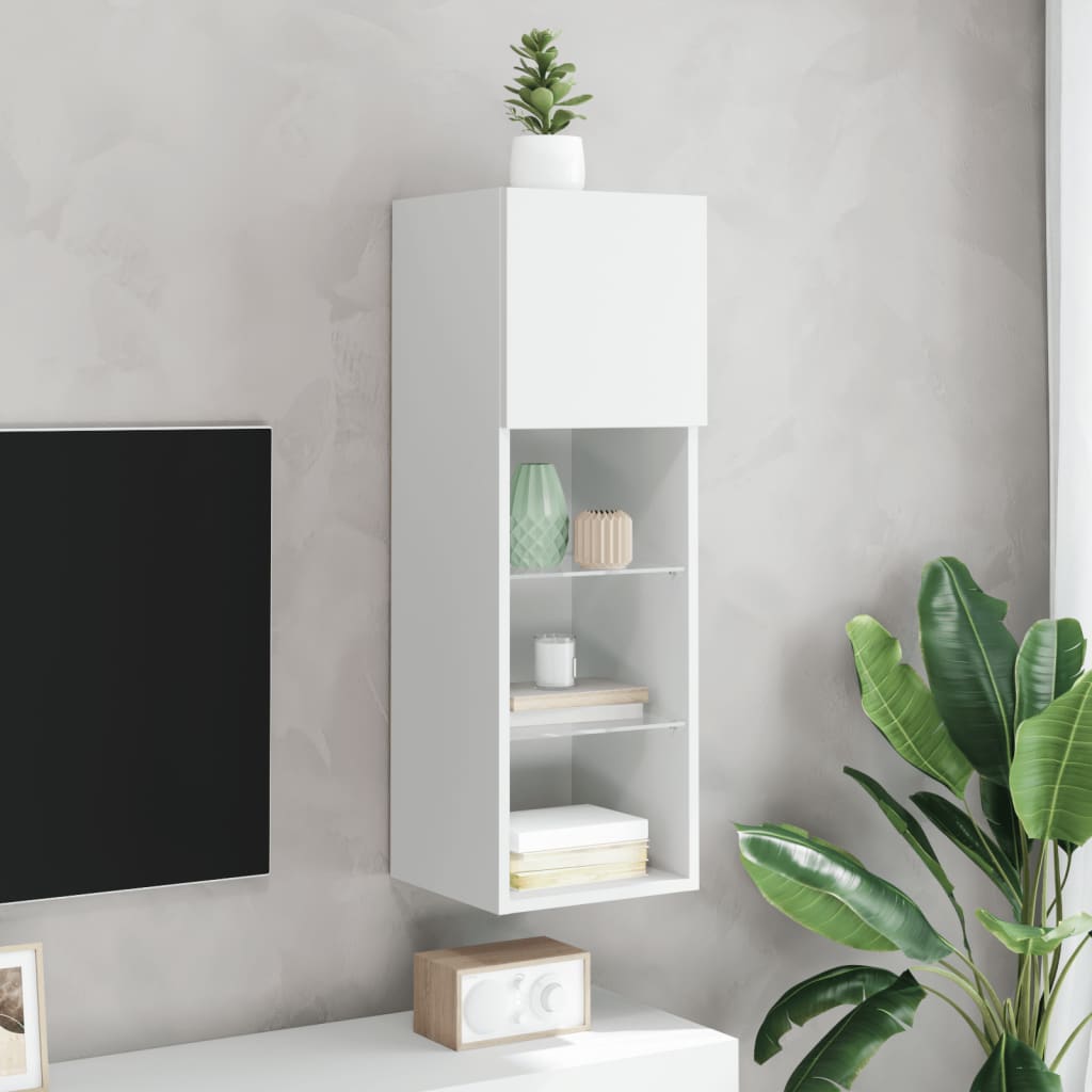 Meuble TV avec lumières LED blanc 30,5x30x90 cm - XIOS