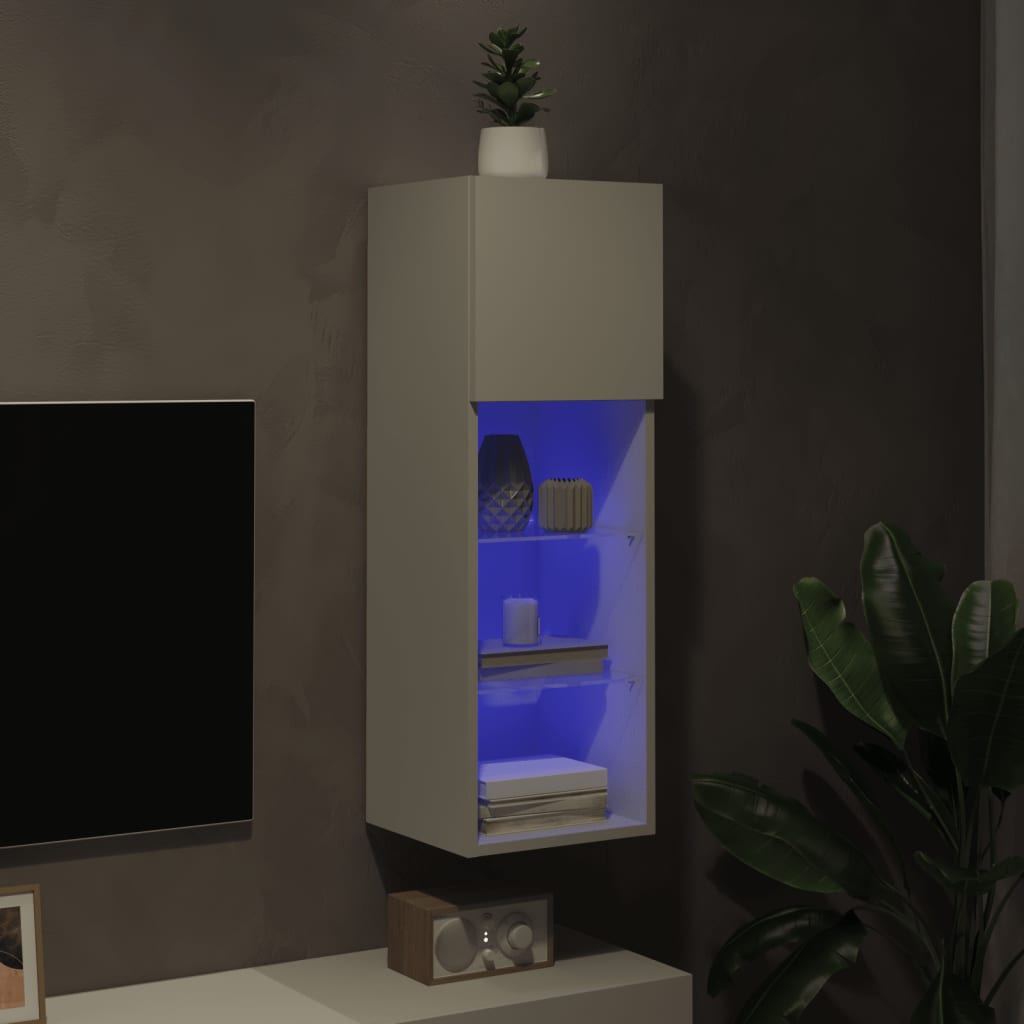 Meuble TV avec lumières LED blanc 30,5x30x90 cm - XIOS