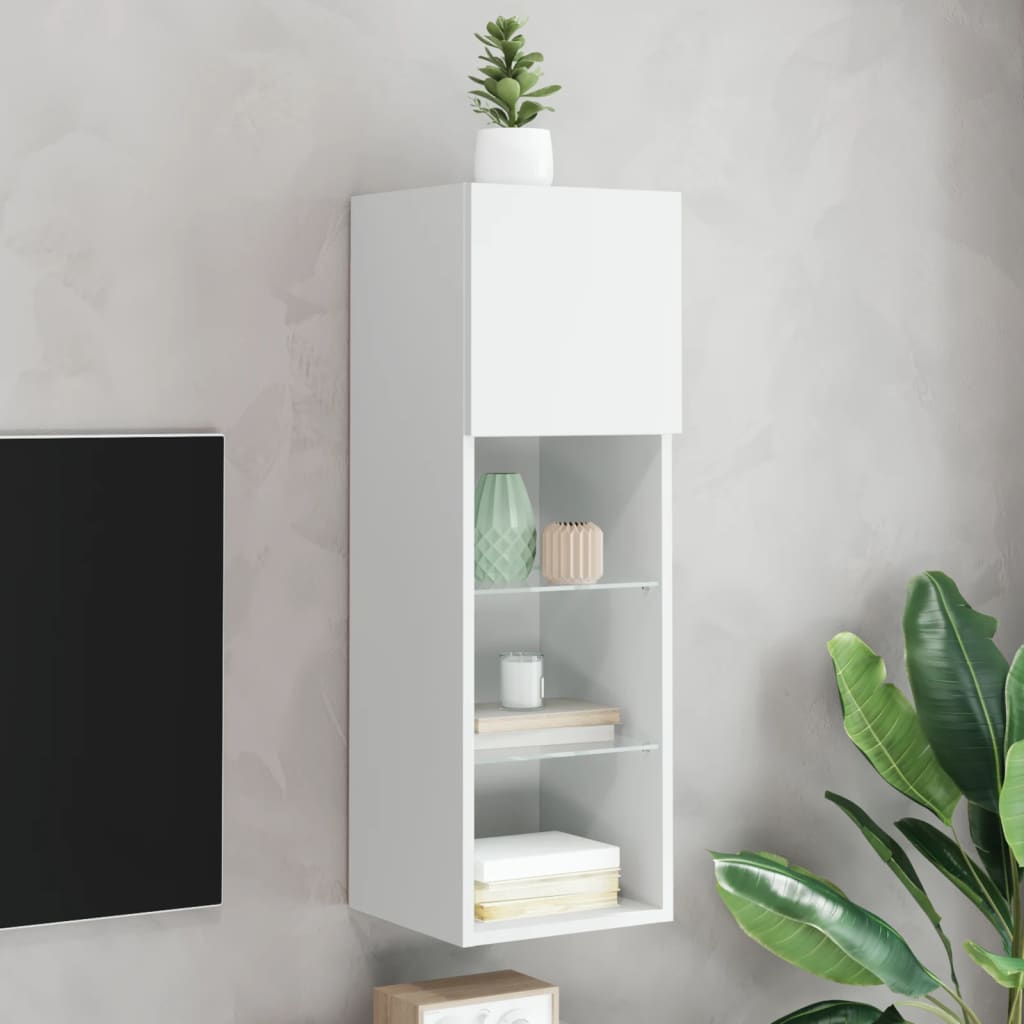 Meuble TV avec lumières LED blanc 30,5x30x90 cm - XIOS