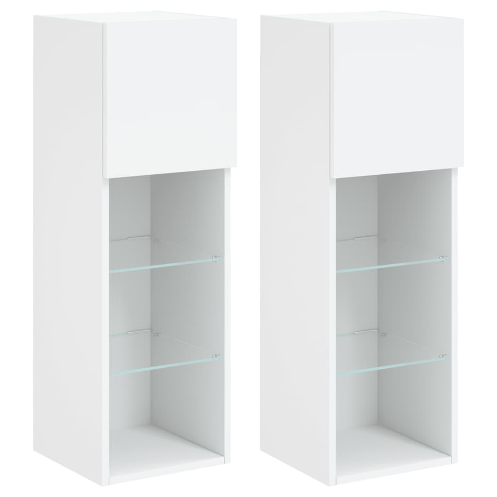 Meubles TV avec lumières LED 2 pcs blanc 30,5x30x90 cm - XIOS