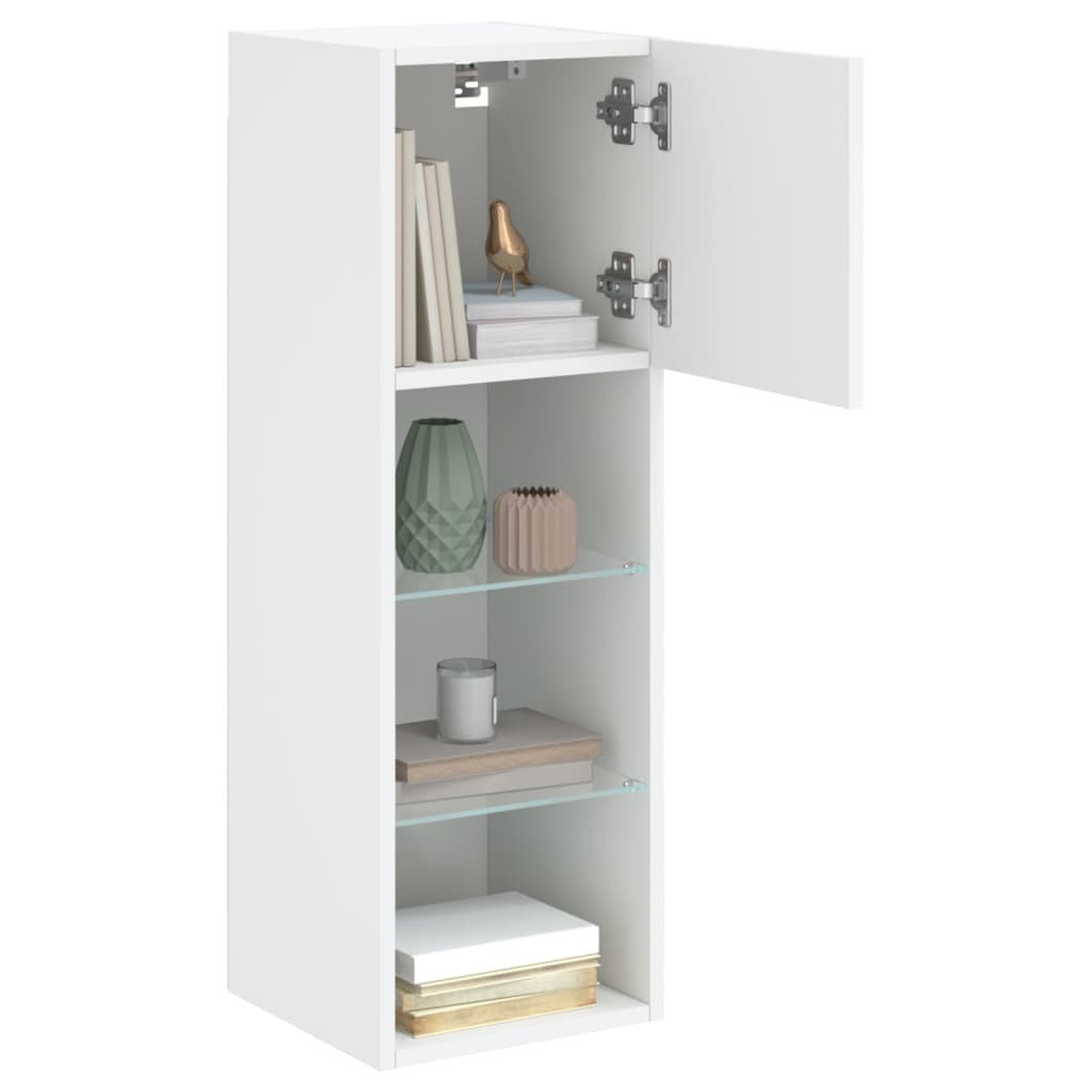 Meubles TV avec lumières LED 2 pcs blanc 30,5x30x90 cm - XIOS