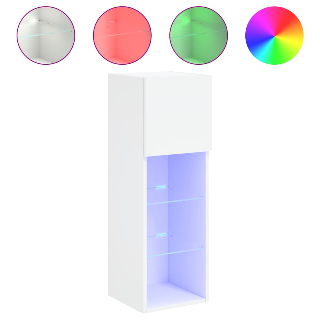 Meubles TV avec lumières LED 2 pcs blanc 30,5x30x90 cm - XIOS
