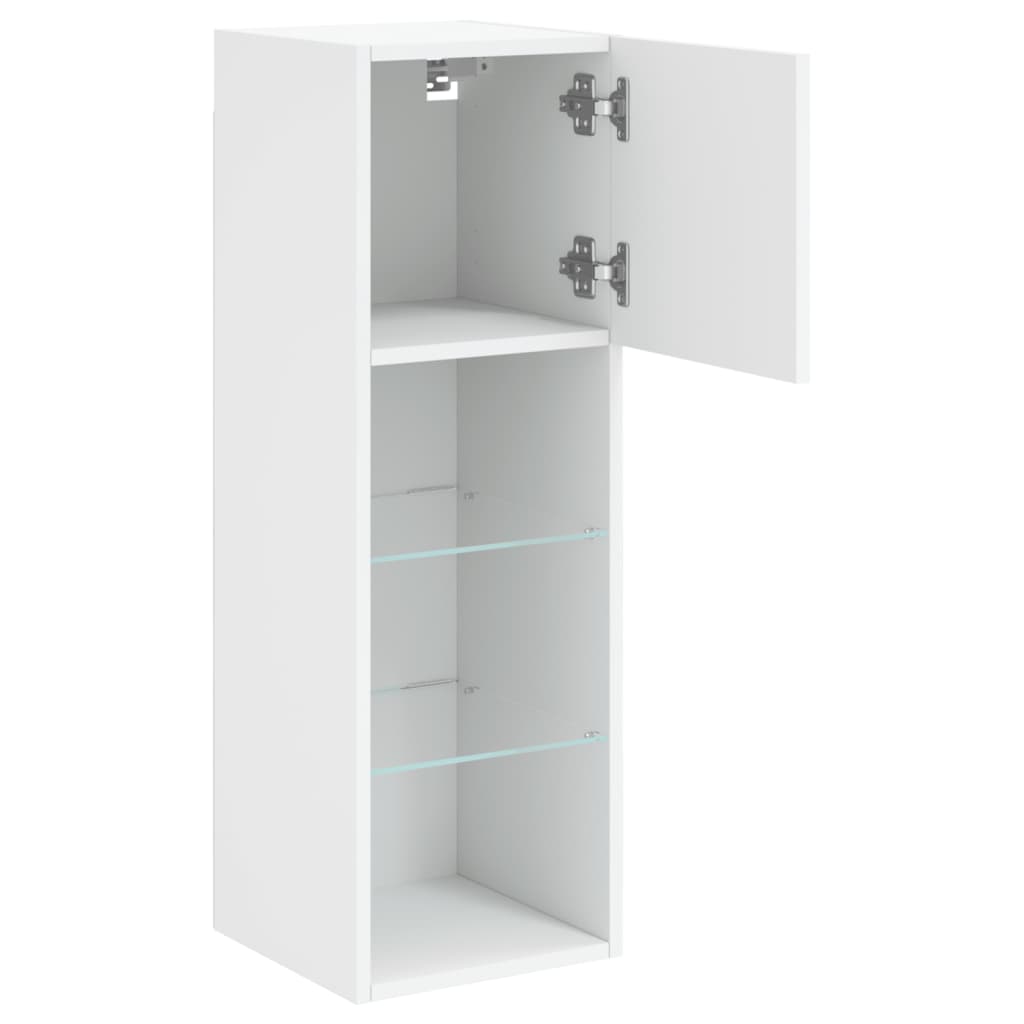 Meubles TV avec lumières LED 2 pcs blanc 30,5x30x90 cm - XIOS