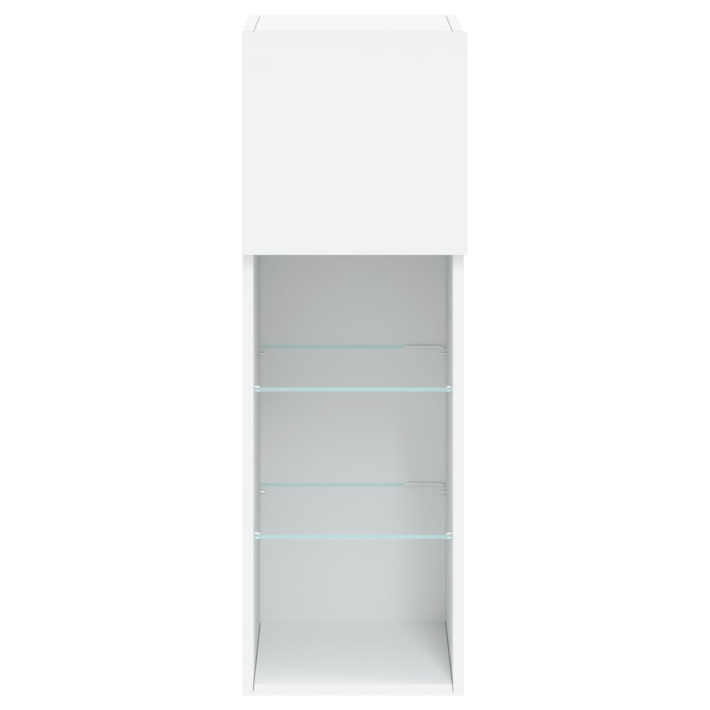 Meubles TV avec lumières LED 2 pcs blanc 30,5x30x90 cm - XIOS