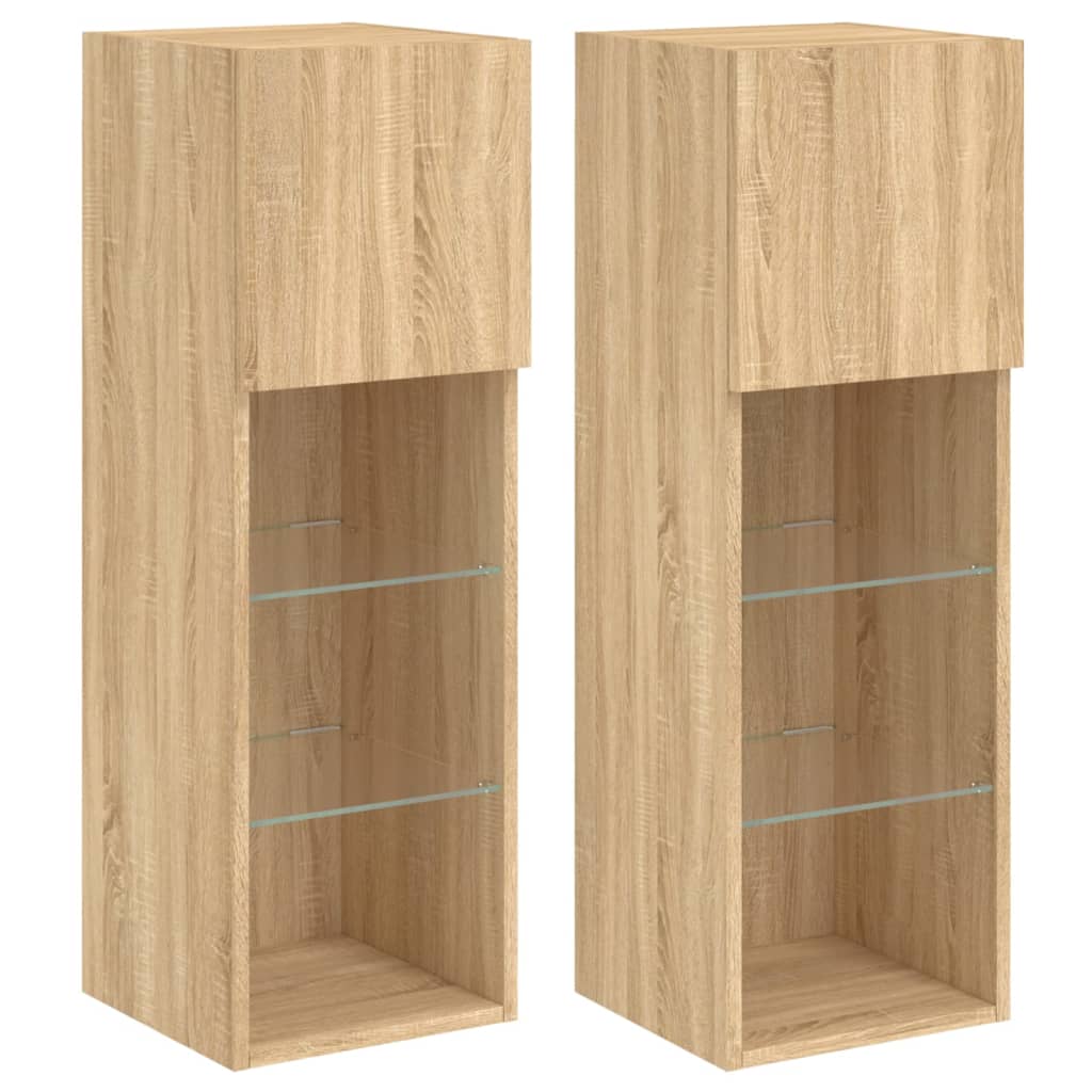Meubles TV avec lumières LED 2 pcs chêne sonoma 30,5x30x90 cm - XIOS