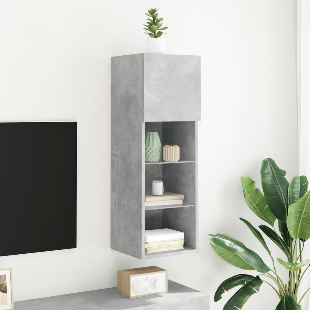 Meuble TV avec lumières LED gris béton 30,5x30x90 cm - XIOS