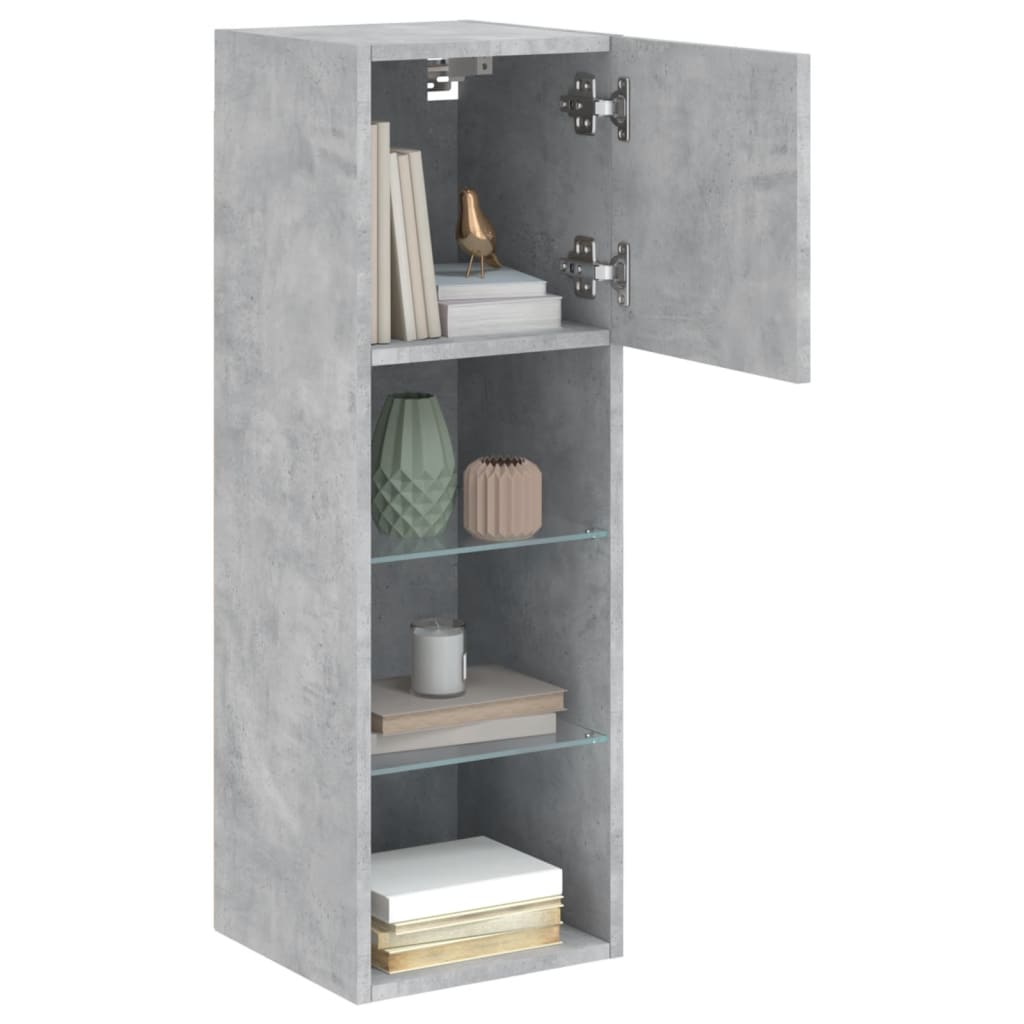 Meuble TV avec lumières LED gris béton 30,5x30x90 cm - XIOS