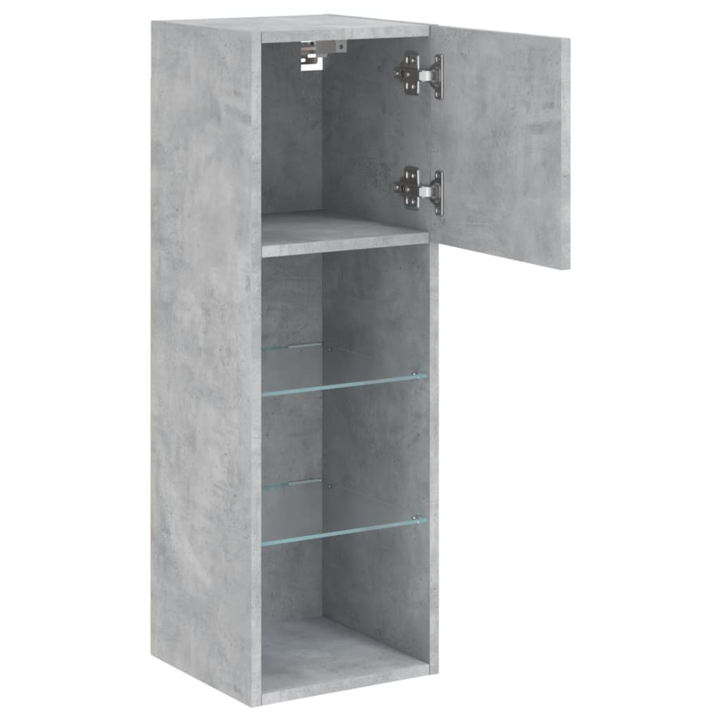 Meuble TV avec lumières LED gris béton 30,5x30x90 cm - XIOS
