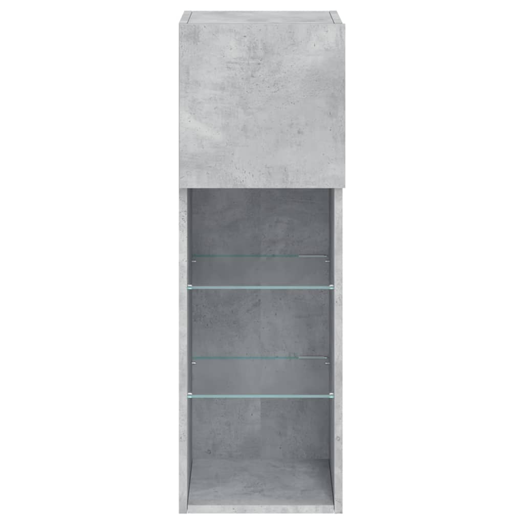 Meuble TV avec lumières LED gris béton 30,5x30x90 cm - XIOS