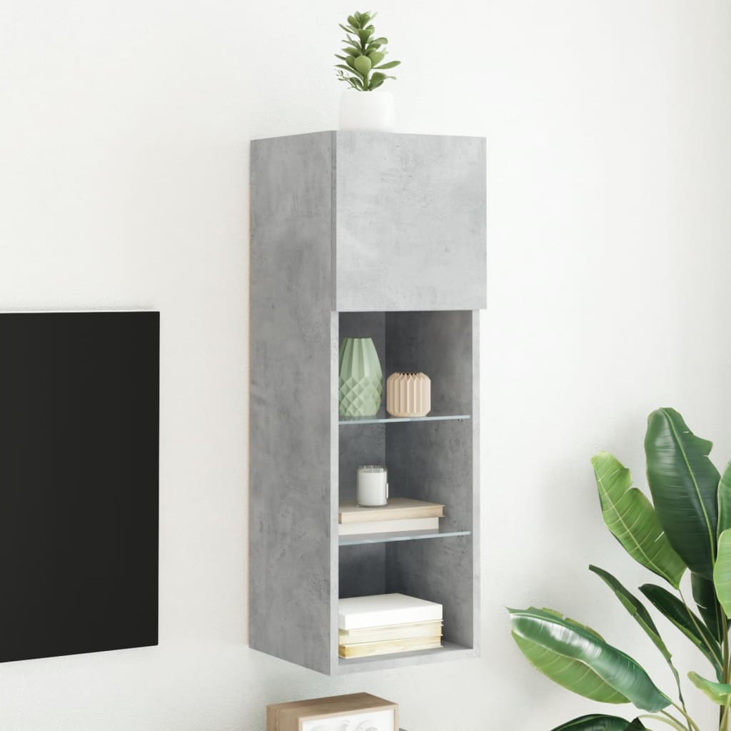 Meuble TV avec lumières LED gris béton 30,5x30x90 cm - XIOS