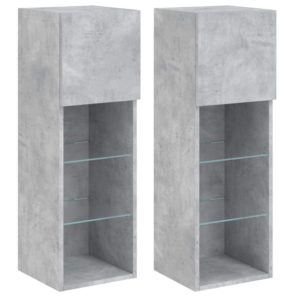 Meubles TV avec lumières LED 2 pcs gris béton 30,5x30x90 cm - XIOS