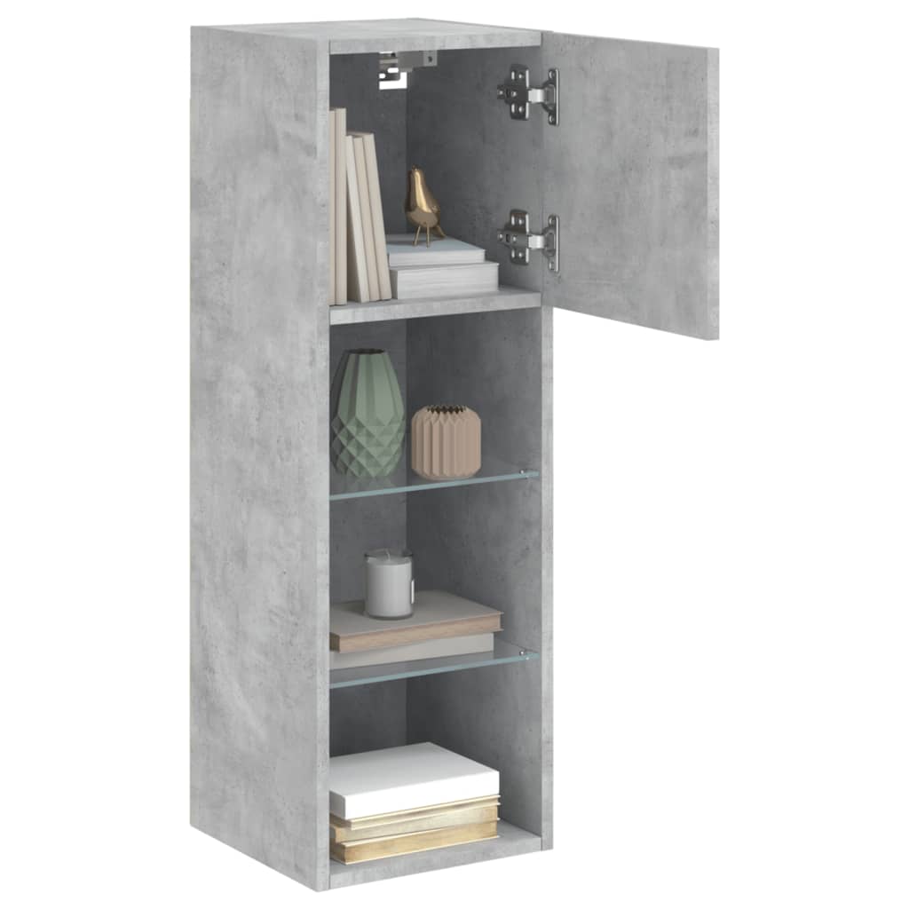 Meubles TV avec lumières LED 2 pcs gris béton 30,5x30x90 cm - XIOS