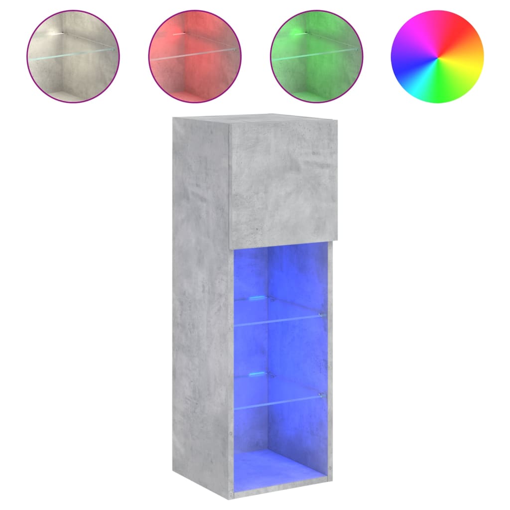 Meubles TV avec lumières LED 2 pcs gris béton 30,5x30x90 cm - XIOS