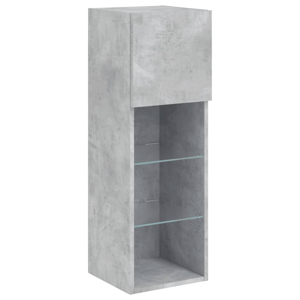 Meubles TV avec lumières LED 2 pcs gris béton 30,5x30x90 cm - XIOS