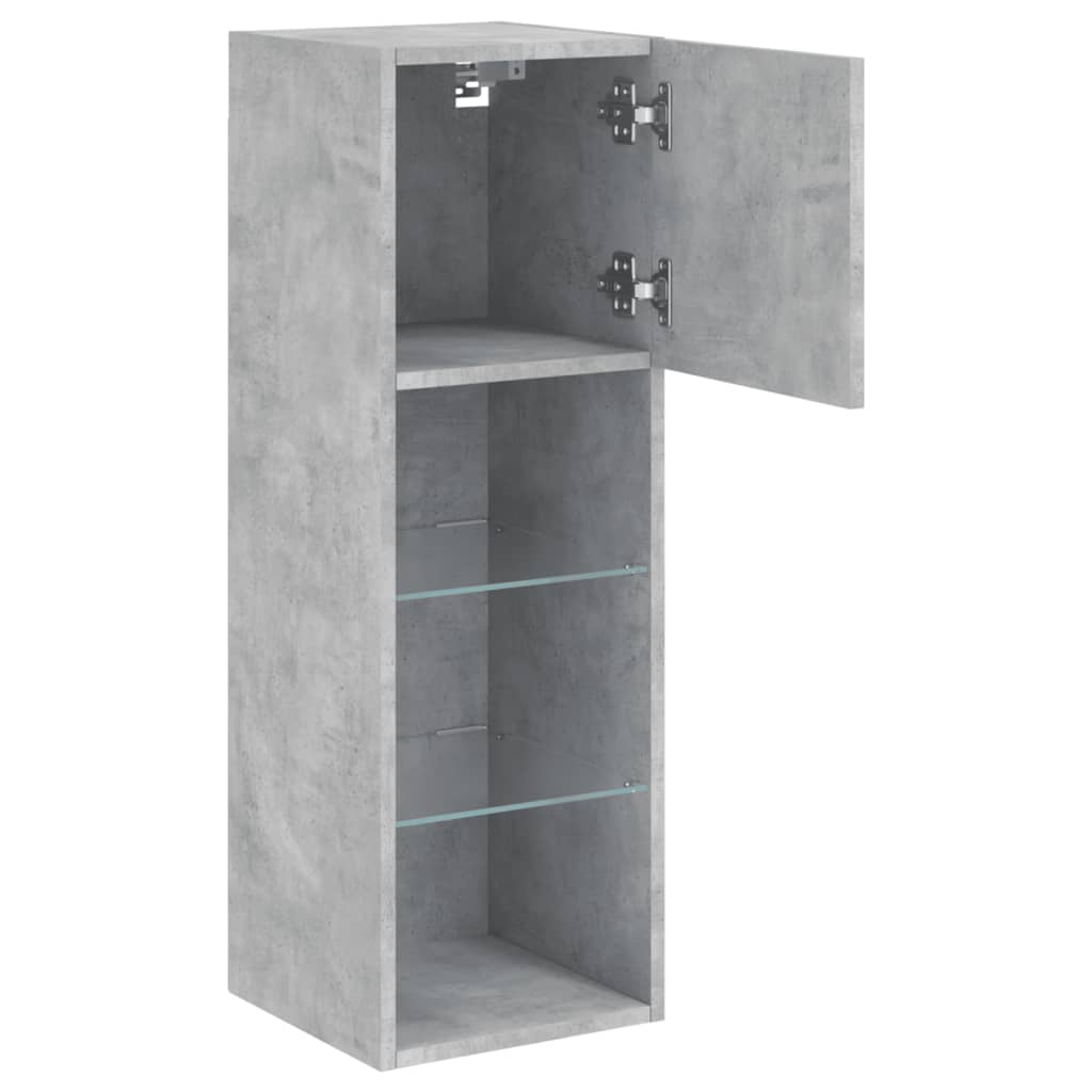 Meubles TV avec lumières LED 2 pcs gris béton 30,5x30x90 cm - XIOS