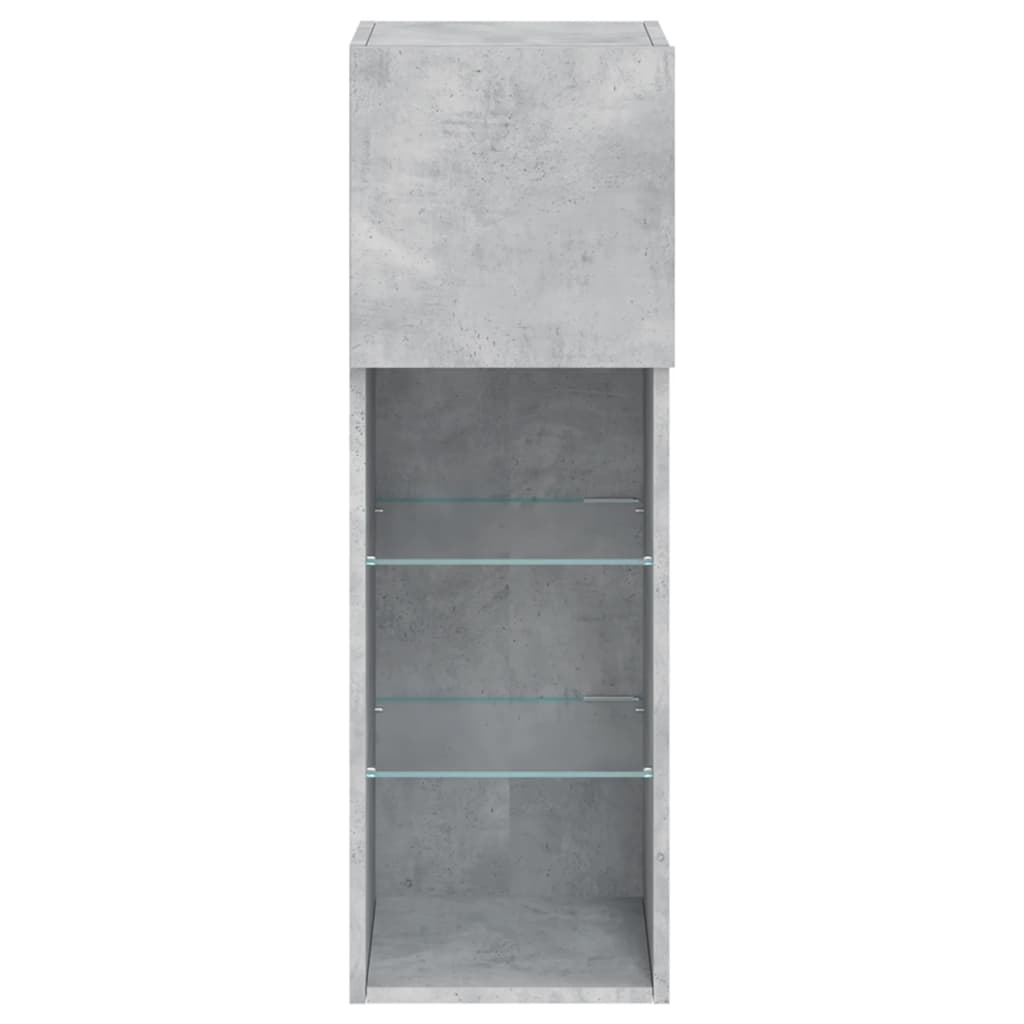Meubles TV avec lumières LED 2 pcs gris béton 30,5x30x90 cm - XIOS