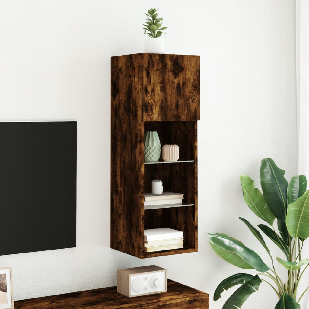 Meuble TV avec lumières LED chêne fumé 30,5x30x90 cm - XIOS