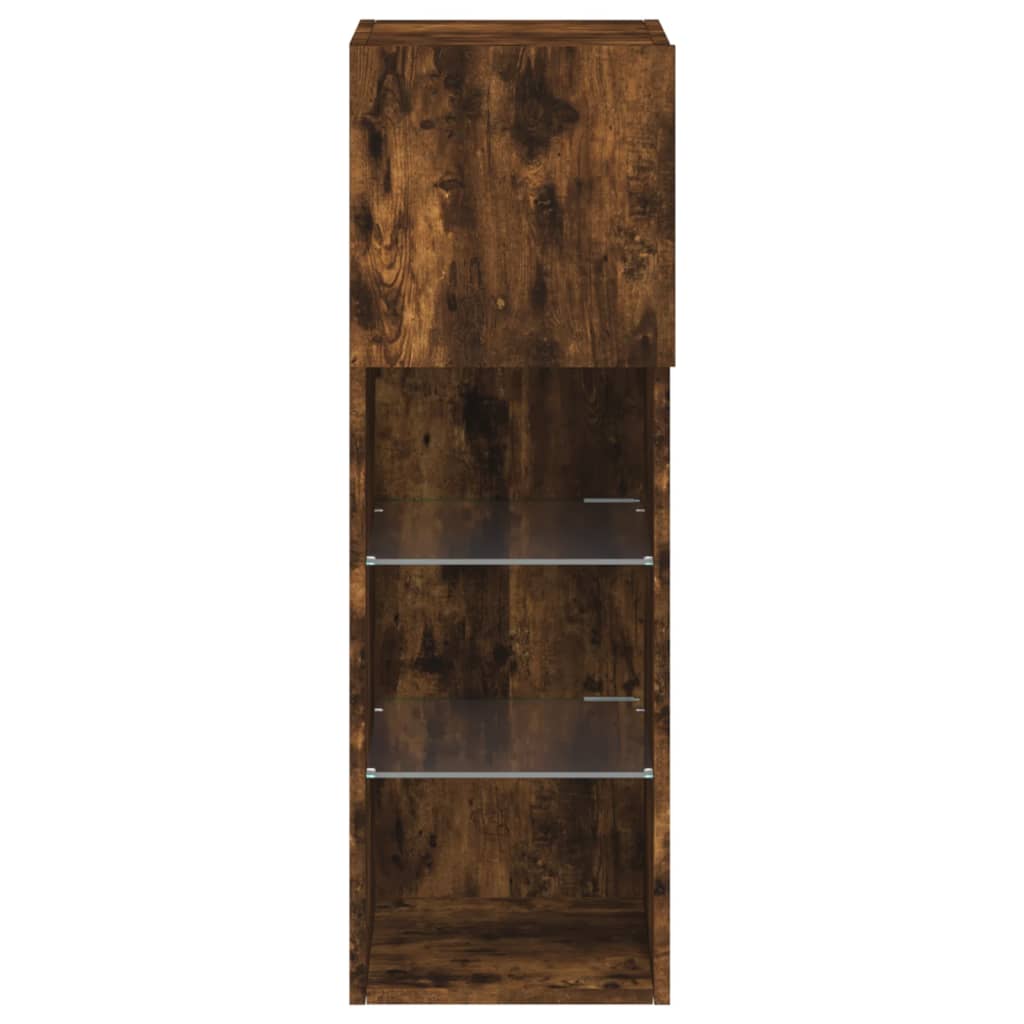 Meuble TV avec lumières LED chêne fumé 30,5x30x90 cm - XIOS