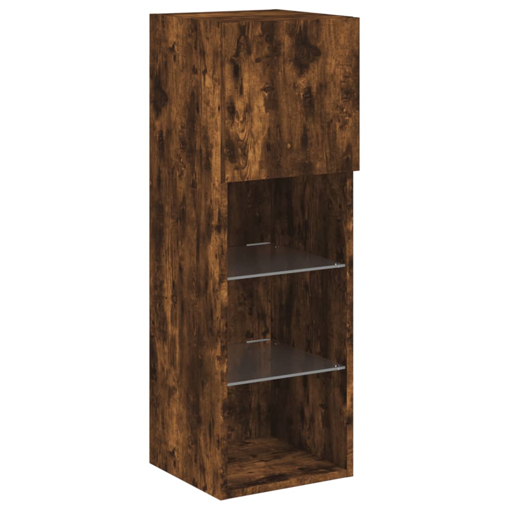 Meubles TV avec lumières LED 2 pcs chêne fumé 30,5x30x90 cm - XIOS