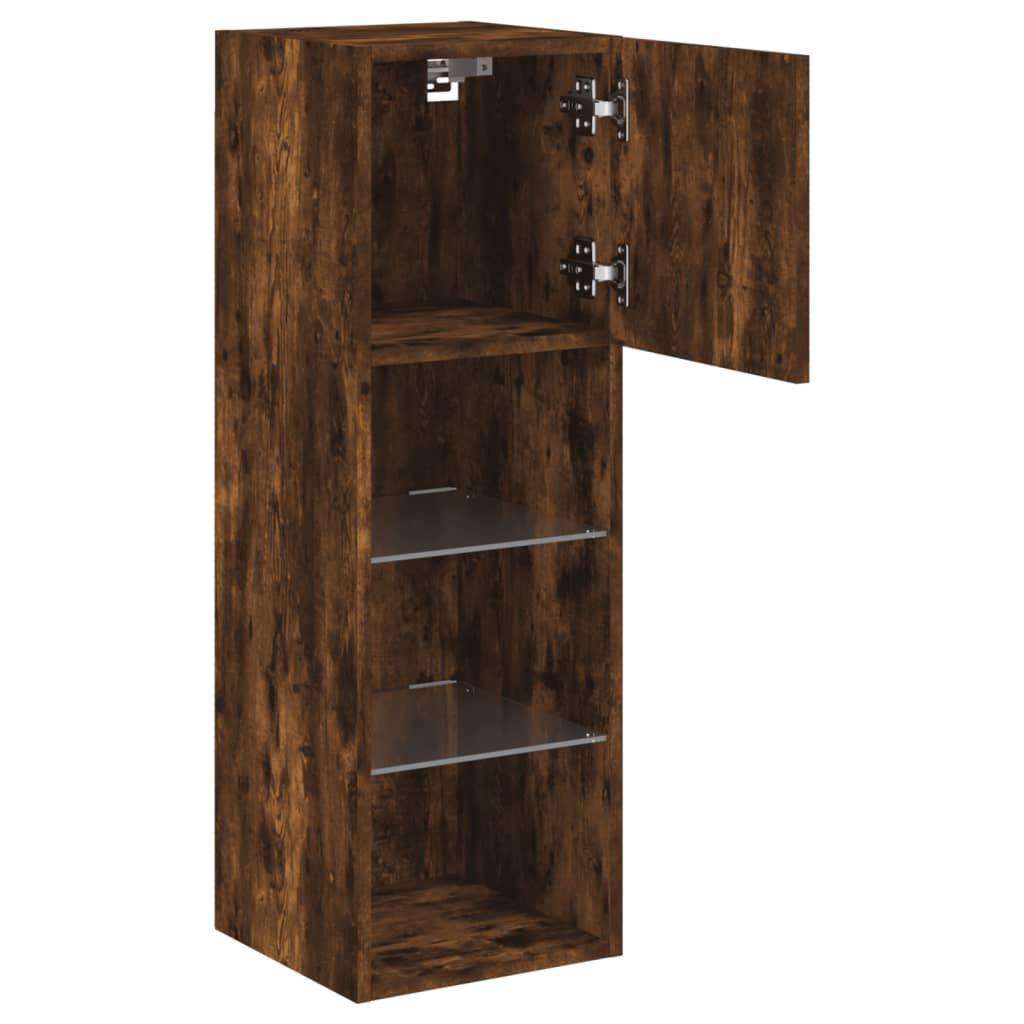 Meubles TV avec lumières LED 2 pcs chêne fumé 30,5x30x90 cm - XIOS