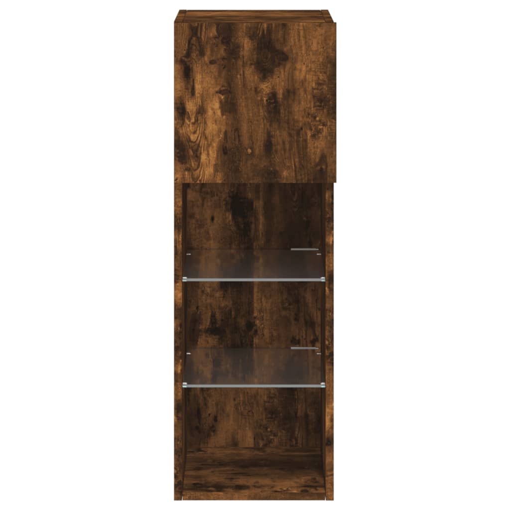 Meubles TV avec lumières LED 2 pcs chêne fumé 30,5x30x90 cm - XIOS