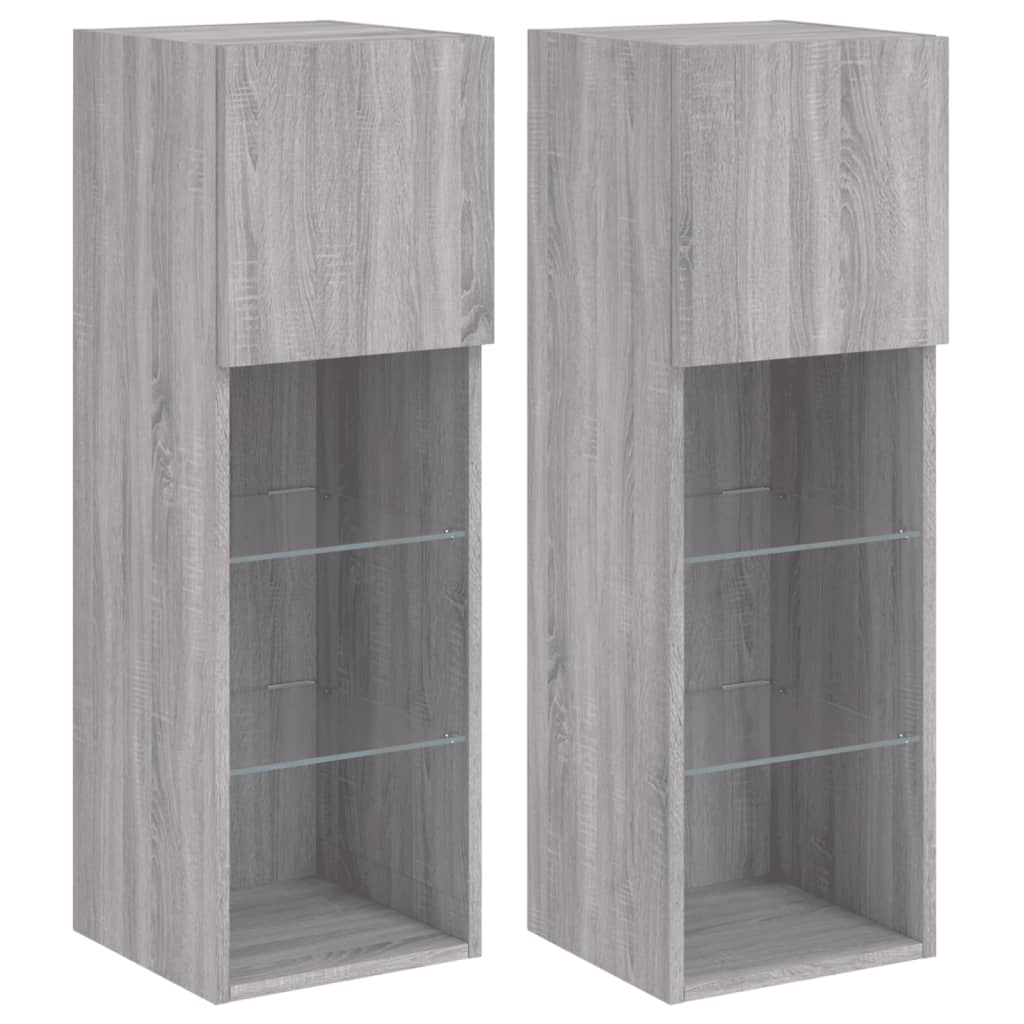 Meubles TV avec lumières LED 2 pcs sonoma gris 30,5x30x90 cm - XIOS