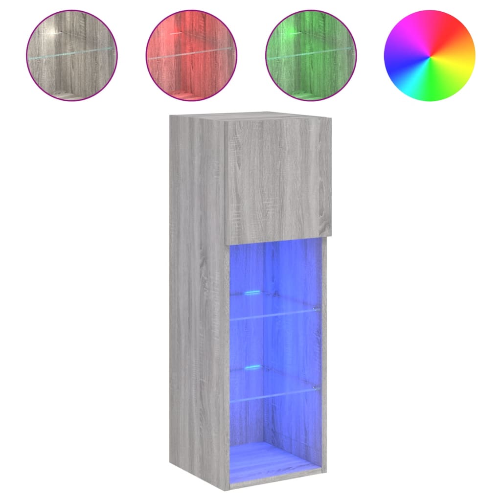 Meubles TV avec lumières LED 2 pcs sonoma gris 30,5x30x90 cm - XIOS